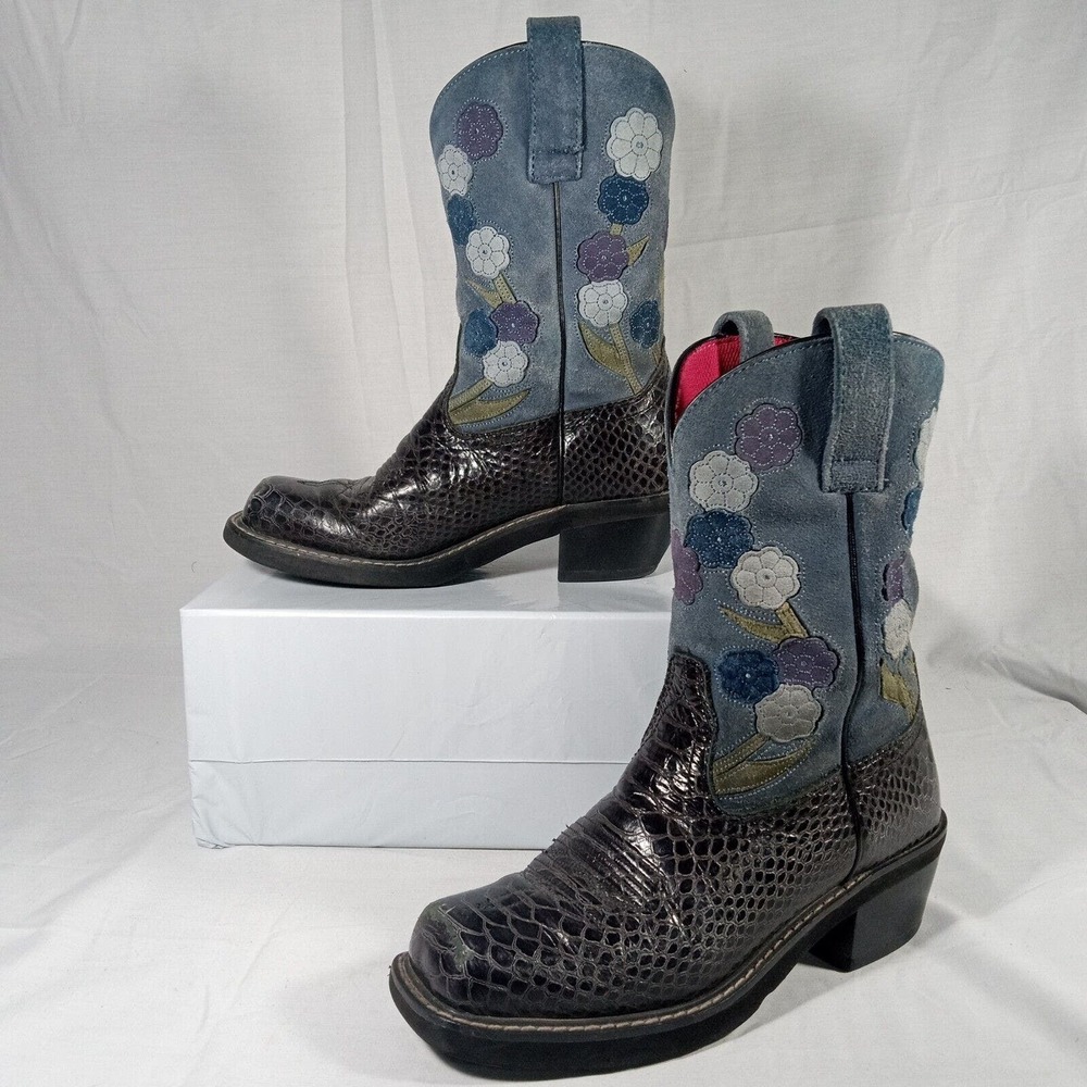 Ariat Women's Circuit Western Cowgirl Boots Sz 8.5B Leather Snake Skin Floral